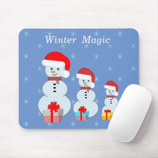Wintermagie Schneemänner & Schneeflocken Mousepad (Mit Mouse)