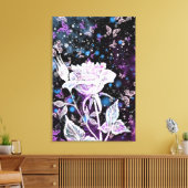 Wintermalerei Rose und Schmetterlinge Leinwand dru (Insitu (Wohnzimmer))
