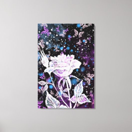 Wintermalerei Rose und Schmetterlinge Leinwand dru (Vorderseite)