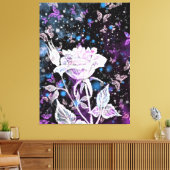 Wintermalerei Rose und Schmetterlinge Leinwand dru (Insitu (Wohnzimmer))