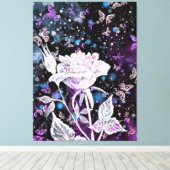 Wintermalerei Rose und Schmetterlinge Leinwand dru (Insitu (Holzboden))