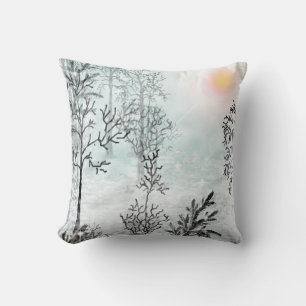 Wintermalerei, Weihnachten, Winter, Aquarell Kissen
