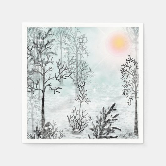 Wintermalerei, Weihnachten, Winter, Aquarell Serviette (Vorderseite)