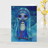 Wintermärchen mit Ohrmuffs und Schneefreund Karte (Gelbe Blume)