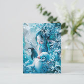 Wintermärchen mit Penguin Companion Postkarte (Stehend Vorderseite)