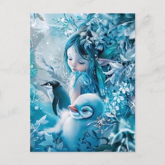 Wintermärchen mit Penguin Companion Postkarte (Vorderseite)