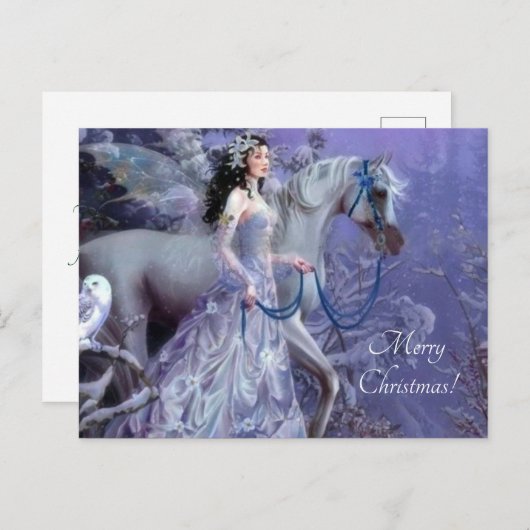 Wintermärchen mit Pferd Feiertagspostkarte (Vorne/Hinten)