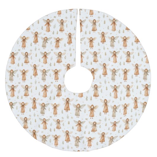 Wintermärchen neutrale Farben Baumrock Polyester Weihnachtsbaumdecke (Vorderseite)