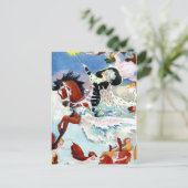 Wintermärchen Reiten eines fliegenden Pferdes Postkarte (Stehend Vorderseite)