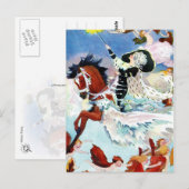 Wintermärchen Reiten eines fliegenden Pferdes Postkarte (Vorne/Hinten)