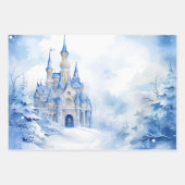 Wintermärchen Schneehäuser Scene Blue und White Geschenkpapier Set (Vorderseite 2)