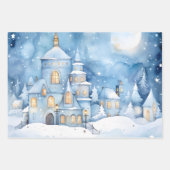 Wintermärchen Schneeschuhschmuck Szene Blau und We Geschenkpapier Set (Vorderseite 3)