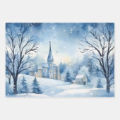 Wintermärchen Schneeschuhschmuck Szene Blau und We Geschenkpapier Set (Vorderseite 2)