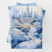 Wintermärchen Schneeschuhschmuck Szene Blau und We Geschenkpapier Set (Beispiel)