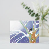 Wintermärchen - Singende Amsel und ein Gnom Postkarte (Stehend Vorderseite)