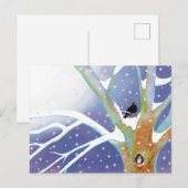 Wintermärchen - Singende Amsel und ein Gnom Postkarte (Vorne/Hinten)
