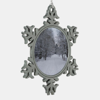 Wintermärchenland Schneeflocken Zinn-Ornament