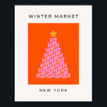 Wintermarkt 02 Weihnachtsbaum Rosa und Orange Poster<br><div class="desc">Wintermarkt | 02 - New York - Weihnachtsbaum - Festliche Dekoration - Rosa und Orange.</div>