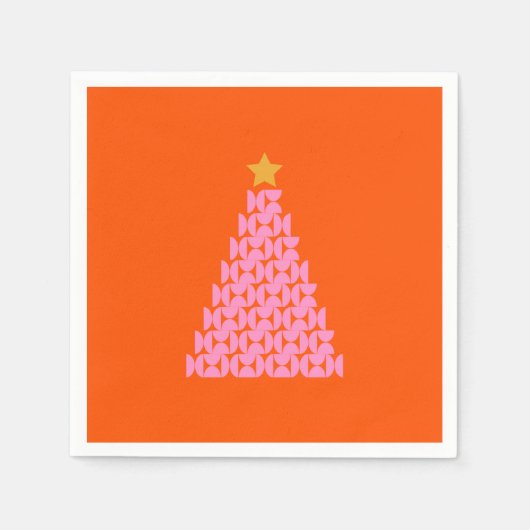 Wintermarkt 02 Weihnachtsbaum Rosa und Orange Serviette (Vorderseite)