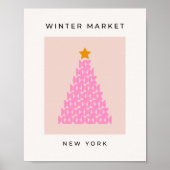 Wintermarkt 03 Weihnachtsbaum Rosa Urlaub Poster (Vorne)