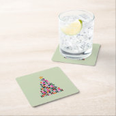 Wintermarkt 06 Weihnachtsbaum Bunte Grün Rechteckiger Pappuntersetzer (Vor Ort)