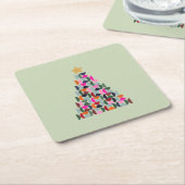 Wintermarkt 06 Weihnachtsbaum Bunte Grün Rechteckiger Pappuntersetzer (angewinkelt)