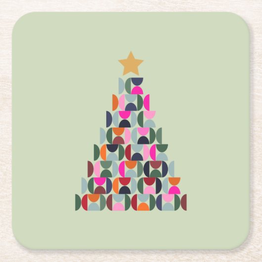 Wintermarkt 06 Weihnachtsbaum Bunte Grün Rechteckiger Pappuntersetzer (Vorderseite)