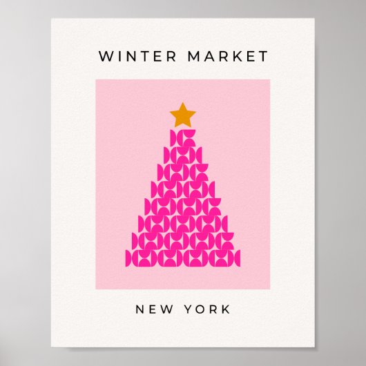 Wintermarkt 09 Preppy Pink Weihnachtsbaum Poster (Vorne)
