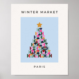 Wintermarkt 10 Bunter Weihnachtsbaum Poster