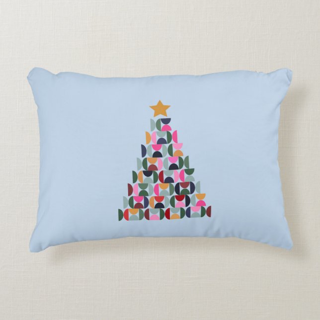 Wintermarkt 10 farbenfroher Weihnachtsbaum Dekokissen (Vorderseite)