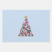 Wintermarkt 10 farbenfroher Weihnachtsbaum Geschenkpapier Set (Vorderseite 2)