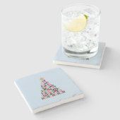 Wintermarkt 10 farbenfroher Weihnachtsbaum Steinuntersetzer (Seitenansicht)