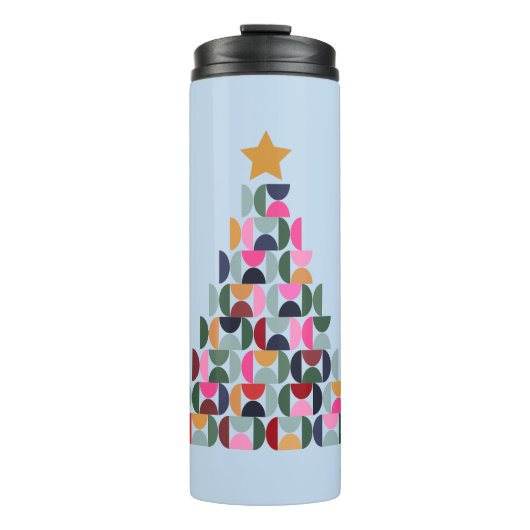 Wintermarkt 10 farbenfroher Weihnachtsbaum Thermosbecher (Vorderseite)