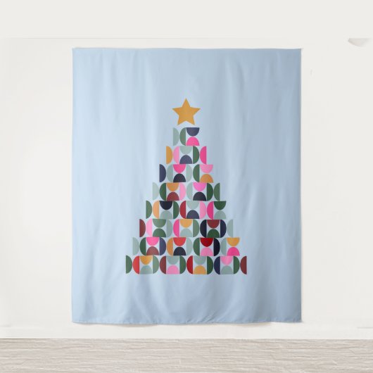Wintermarkt 10 farbenfroher Weihnachtsbaum Wandteppich (Vorderseite)
