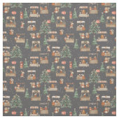 Wintermarkt-Straßenfest mit tierischen Freunden  Stoff (Muster)