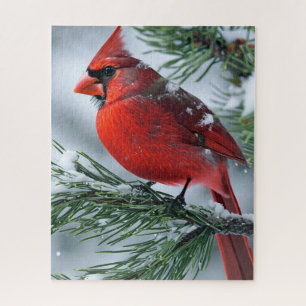 Wintermärsche Kardinal Bird Pine Weihnachtsfeier Puzzle