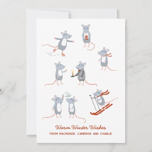 Wintermäuse Feiertagskarte (Vorderseite)