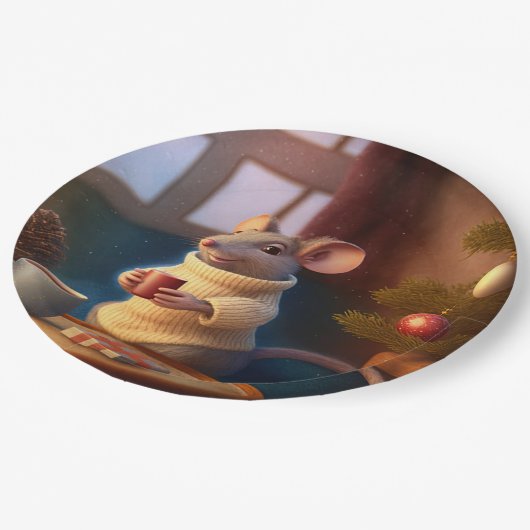 Wintermäuse mit Tasse Pappteller (Schrägansicht)