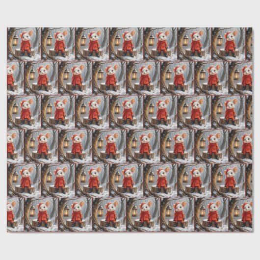 Wintermäuse mit Waldrinnen Geschenkpapier (Flach)