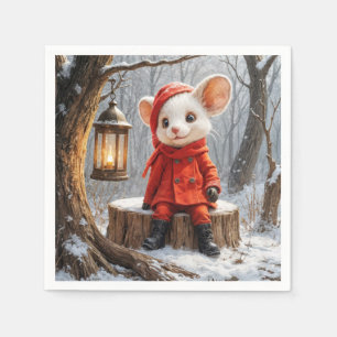 Wintermäuse mit Waldrinnen Serviette