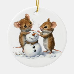Wintermäuse-Ornament Keramik Ornament