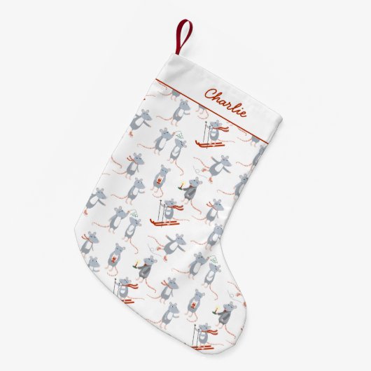 Wintermäuse Personalisiert Kleiner Weihnachtsstrumpf (Vorderansicht (hängend))