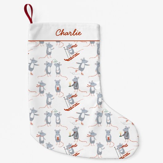 Wintermäuse Personalisiert Kleiner Weihnachtsstrumpf (Vorderseite)