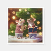 Wintermäuse singen Carolen Napkins Serviette (Vorderseite)