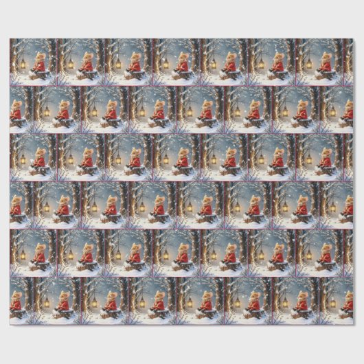 Wintermäuse und Lattern in Schneeflocken Geschenkpapier (Flach)