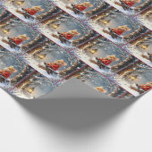 Wintermäuse und Lattern in Schneeflocken Geschenkpapier (Ecke)