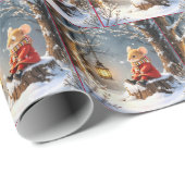 Wintermäuse und Lattern in Schneeflocken Geschenkpapier (Rolleneckpunkt)