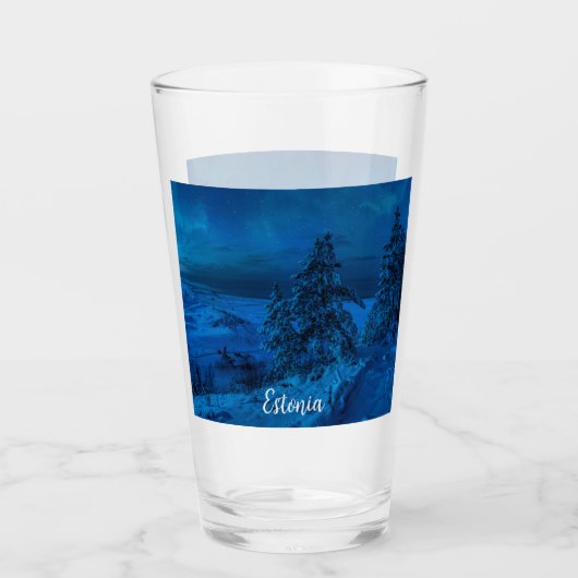 Wintermeerküste im Mondlicht Glas (Vorderseite)