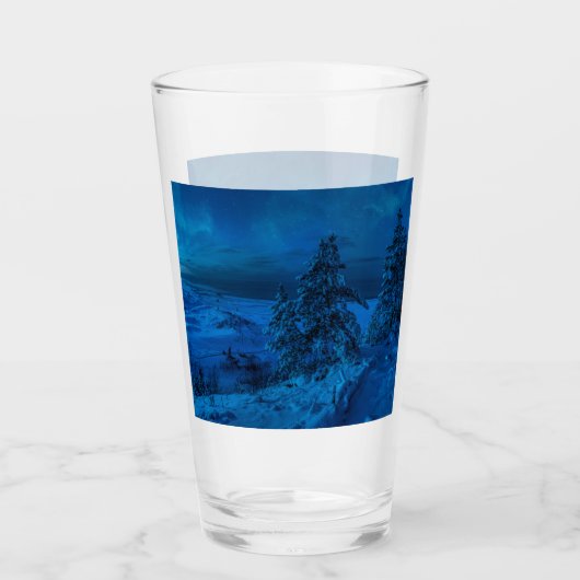 Wintermeerküste im Mondlicht Glas (Vorderseite)