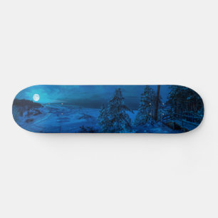 Wintermeerküste im Mondlicht Skateboard